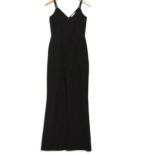 Socialite Black Double V Sleeveless Wide Leg Jumpsuit
